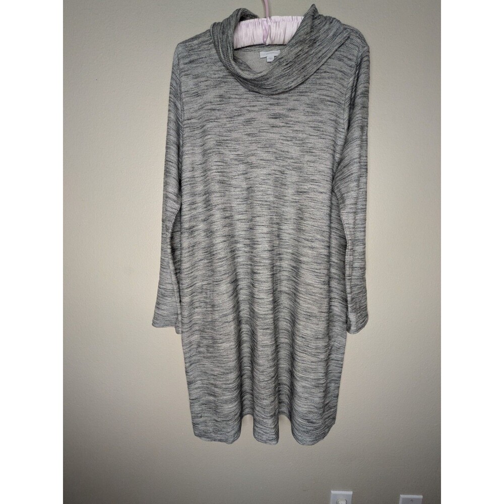 Pure Jill J Jill Women M Gray Cowl Neck Tunic Sweater Dress 100% Cotton Pockets